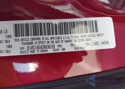 2013 Chrysler Town & Country Touring из США, поврежденный, VIN 2C4RC1BGXDR636239